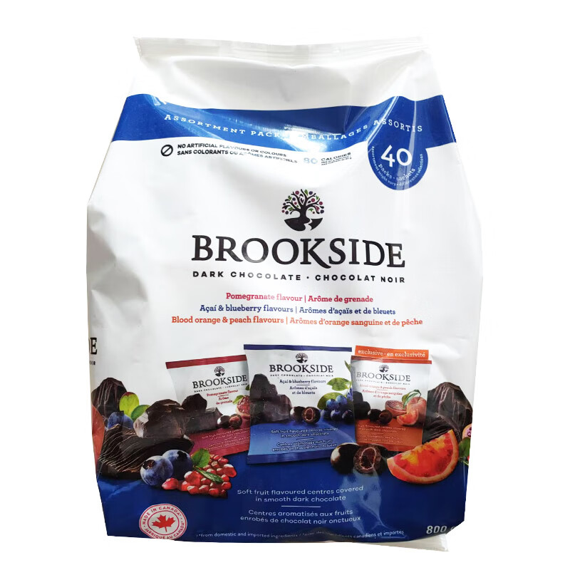 布鲁克塞得进口贝客诗Brookside黑巧克力豆800g独立装混合水果口味
