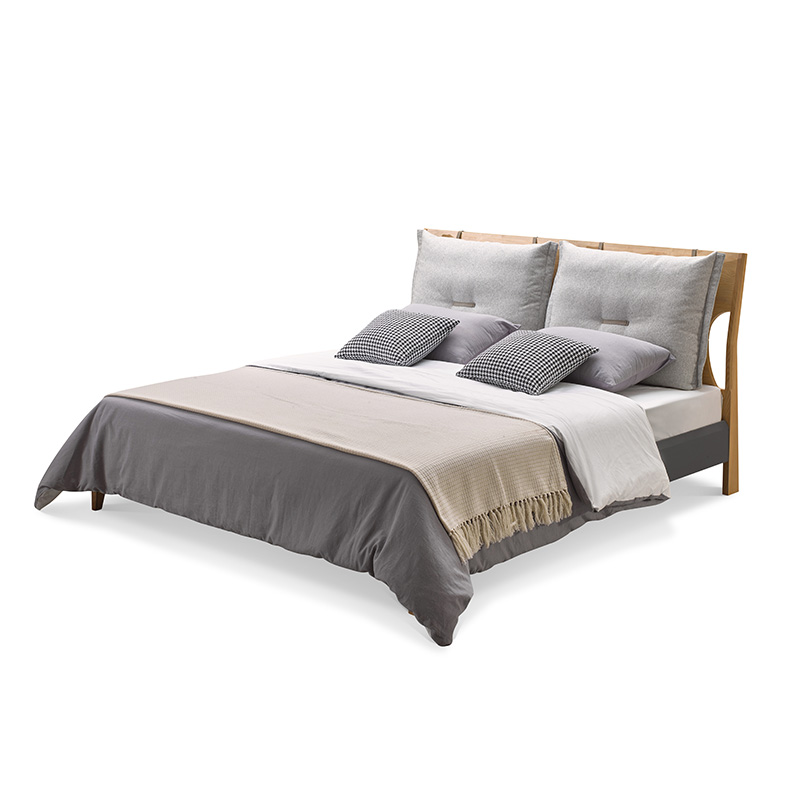 仁豪家居 芬兰木语实木双人床北欧布艺床床简约大小户型主卧室家具