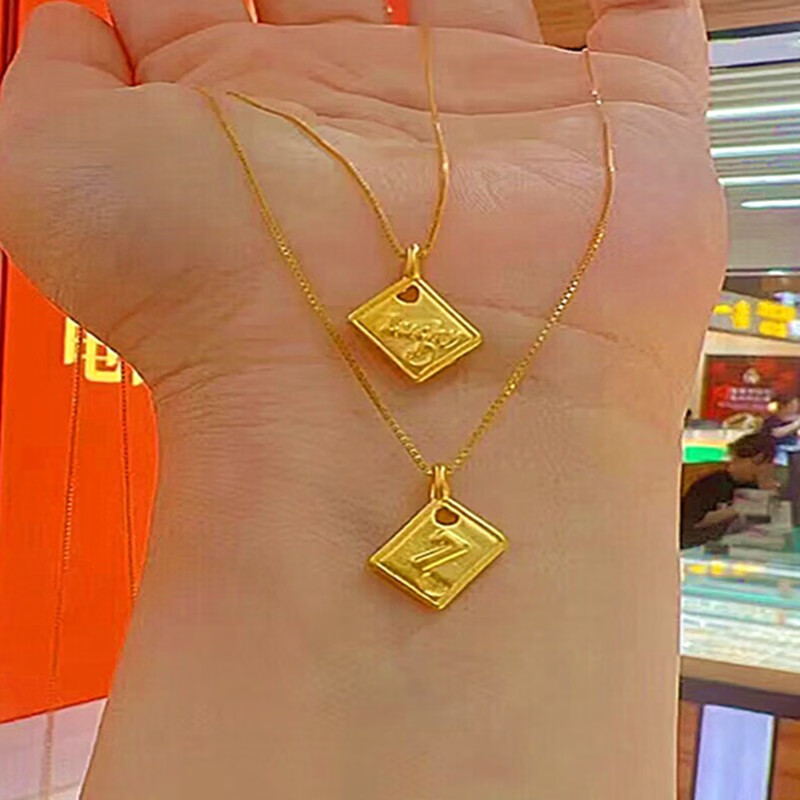 som老凤凰黄金爱妻牌吊坠女足金999方牌数字7项链情人节送女朋友老婆