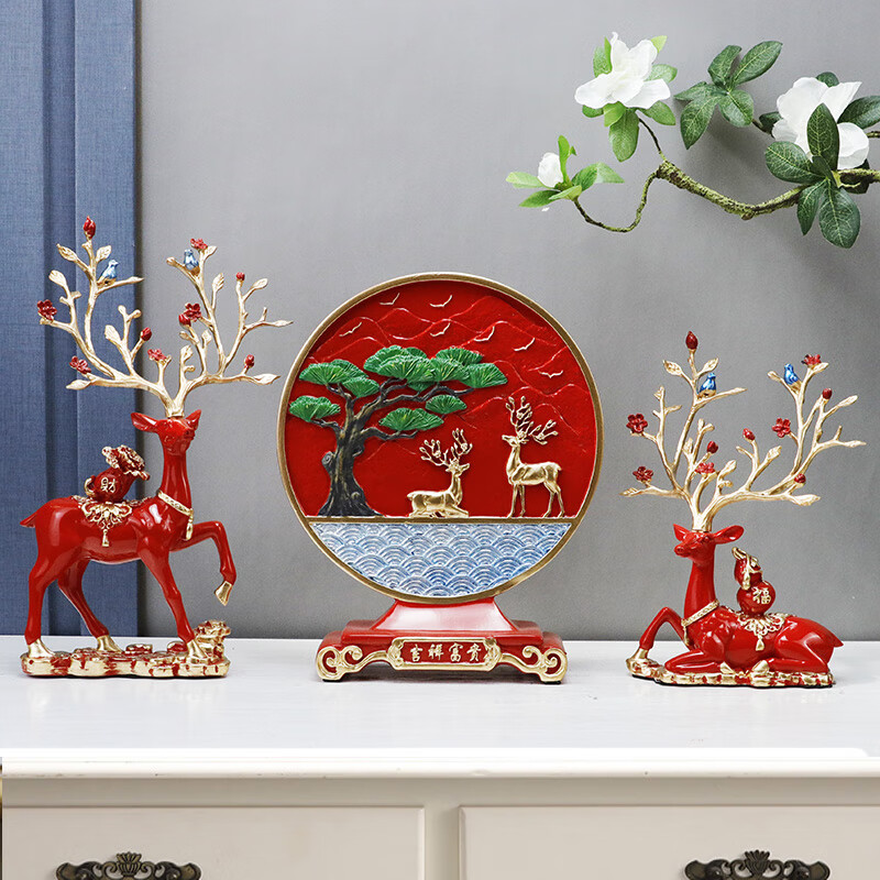 吉祥富贵鹿三件套【红色】