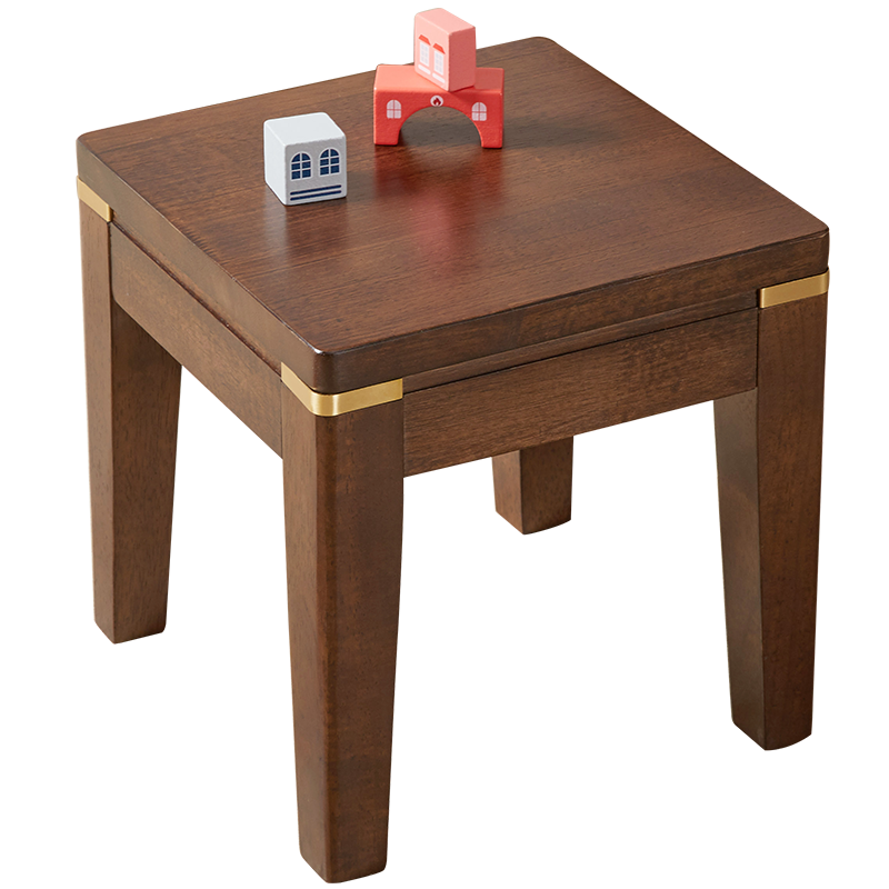 艺柳园 实木小凳子换鞋凳家用门口板凳矮凳简约沙发凳客厅茶几方凳 【铜素款】胡桃色-方凳