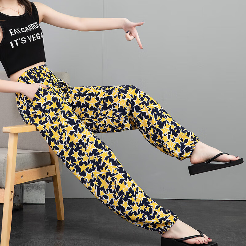 柠芯柠云大热天穿的凉快沙滩裤女宽松海边度假阔腿灯笼裤夏季薄款棉绸