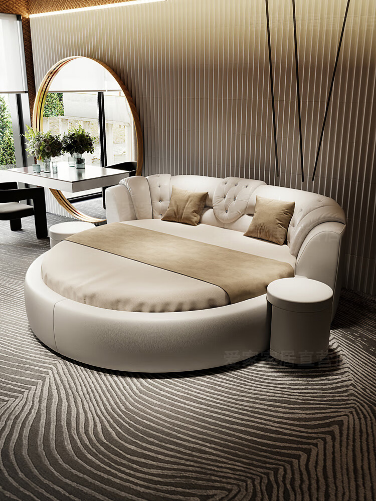 床双人现代简约欧法式公主卧室豪华浪漫圆形情侣民宿酒店 圆床[裸床]