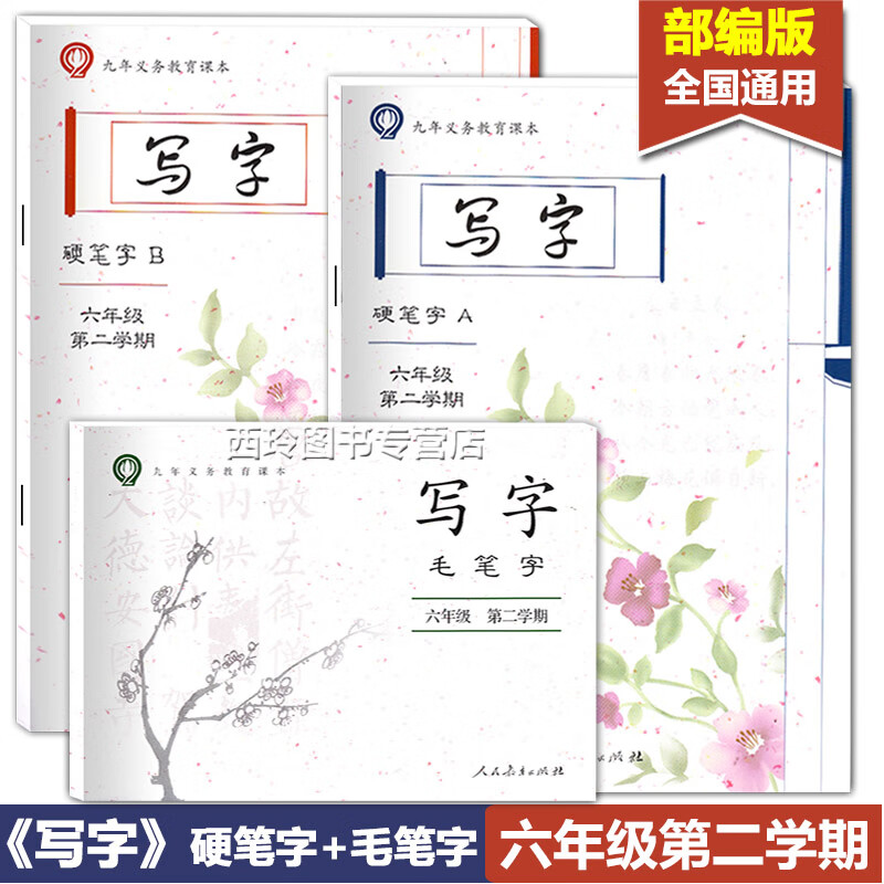 部编人教版教材六年级下册第二学期写字 硬笔字ab册毛笔字三册