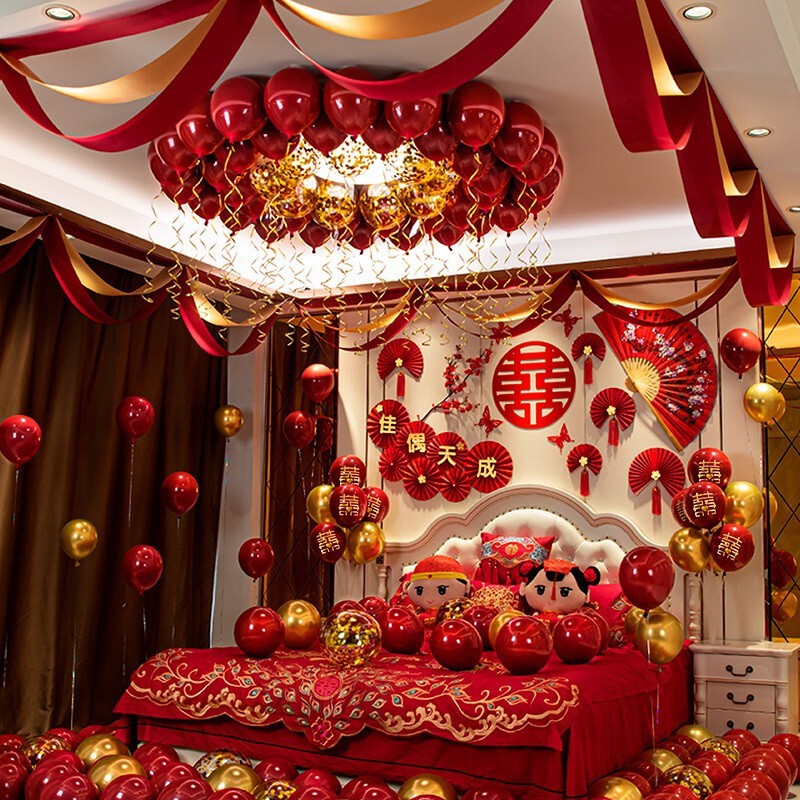 霏语婚房装饰布置气球新房婚房卧室布置套装婚礼男女方房间卧室新娘家