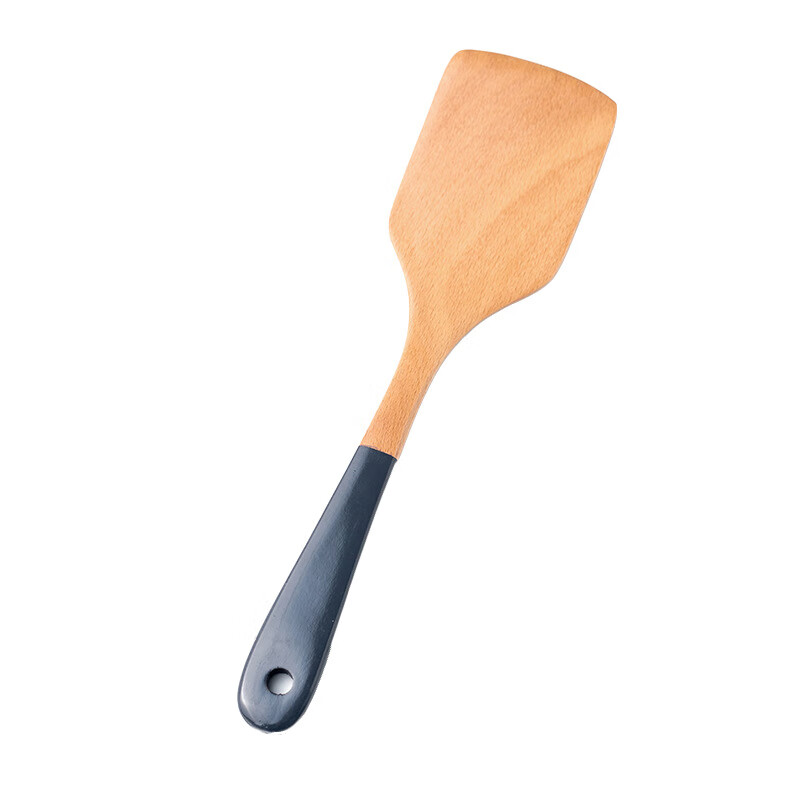 【精选好物】锅铲炒铲家用烹饪厨具不粘锅木铲子长柄炒菜铲木质铲 蓝柄榉木22圆饭铲