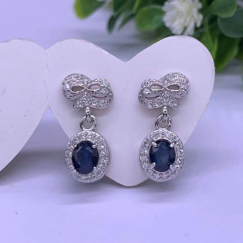 DidiZoo925银蓝宝石耳钉耳坠网红洛可可风蓝宝石耳钉首饰心动礼物送女友