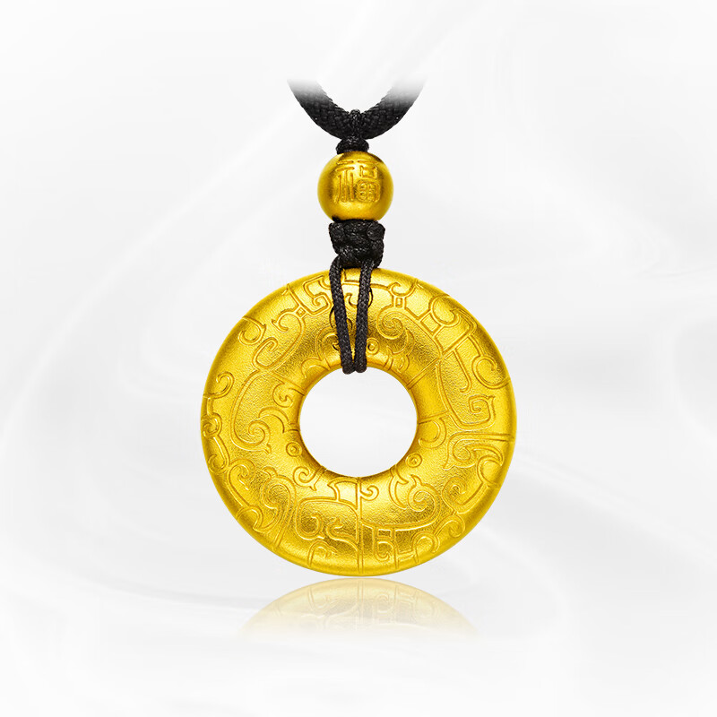 周大福傳承环龙福扣龙纹平安扣黄金吊坠f210415(工费:2280计价) 足金