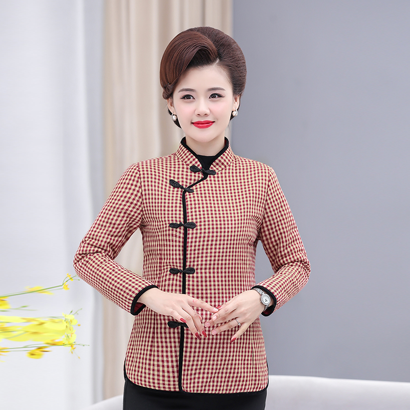 盘扣旗袍冬装女上衣妈妈棉衣秋冬棉麻改良中式j复古唐装小棉袄短x款外