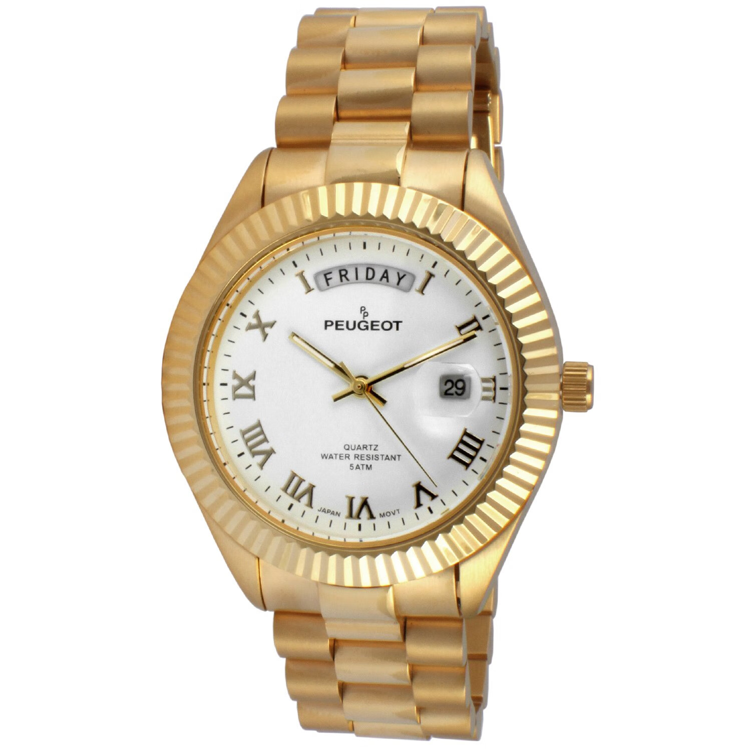PEUGEOT 步行 手表 男士 日本石英 罗马数字 Japanese White 40.0 mm