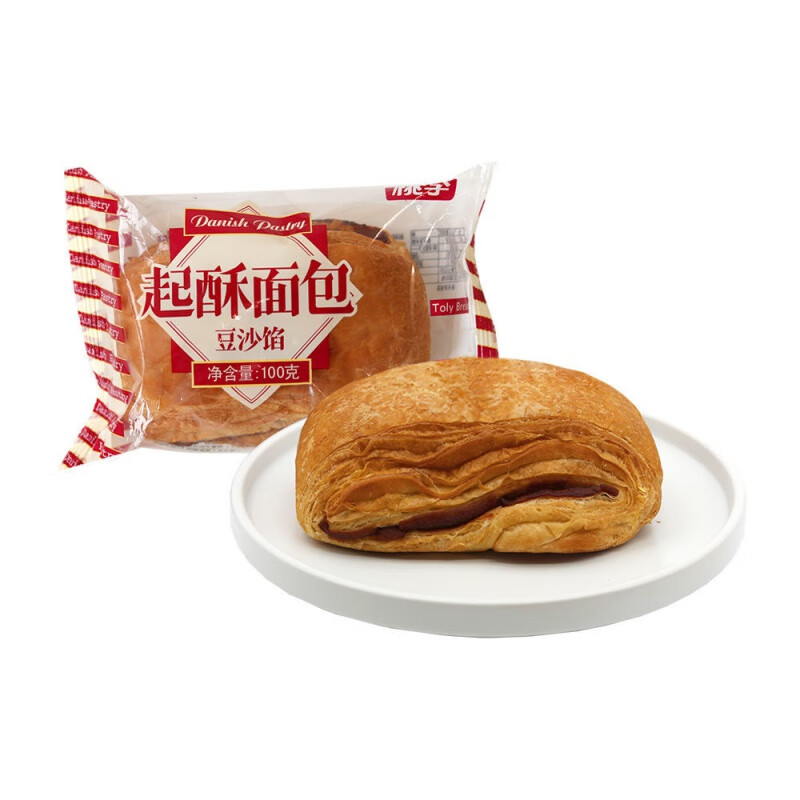 桃李 豆沙起酥面包早餐零食营养多多松软酥香 2袋装 100g