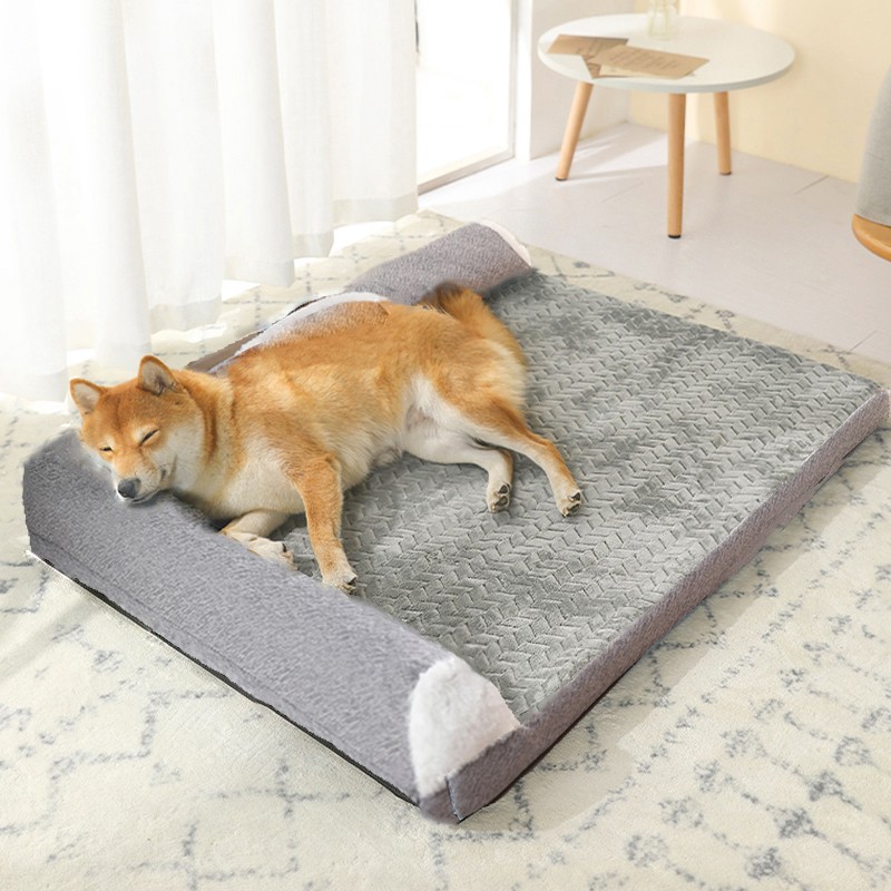 拓扑狗窝夏季宠物大型犬狗床可拆洗夏天柴犬柯基狗狗凉席窝沙发 灰色