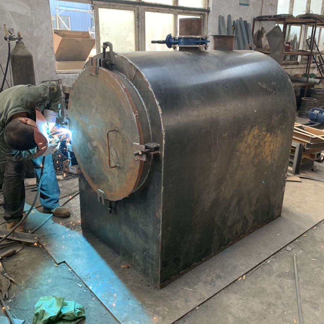 卧式炭化炉烧烤炭无烟碳木炭机制炭生产设备制棒机原木炭化炉 白色