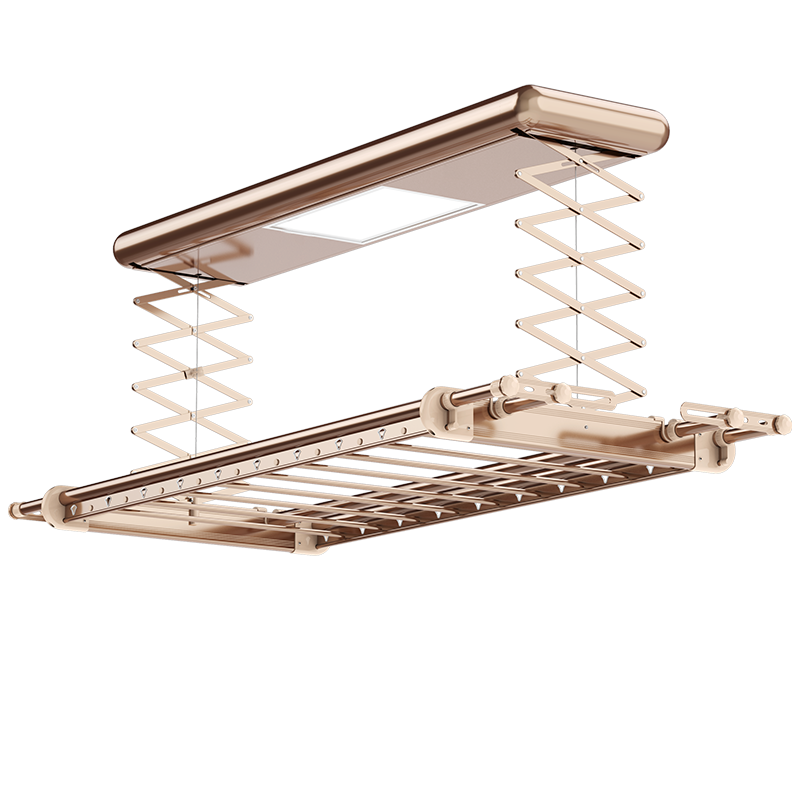 金贵夫人电动晾衣架阳台升降智能遥控晾衣杆四杆自动晒衣架挂衣架晾衣机 【香槟金】X4+伸缩4杆+9杆横杆+全国上门安装