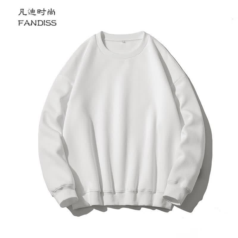 凡迪时尚(fandiss) 纯色圆领卫衣男春秋季简约百搭宽松潮流打底衫男士