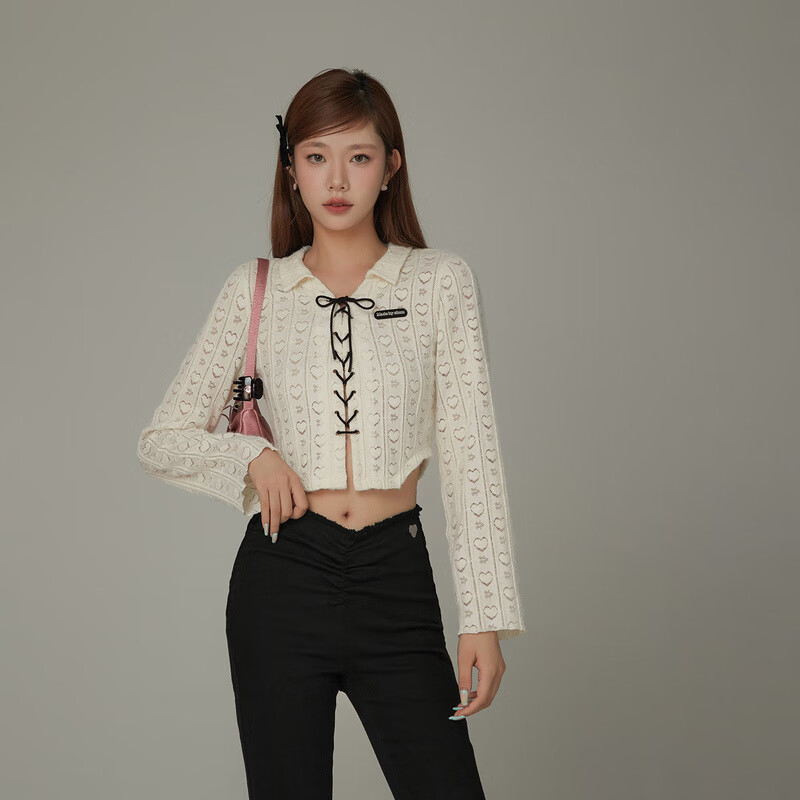 CHUU镂空系带雪纺衫女2023秋季新品甜美减龄洋气百搭显瘦长袖上衣 白杏色 均码使用感如何?