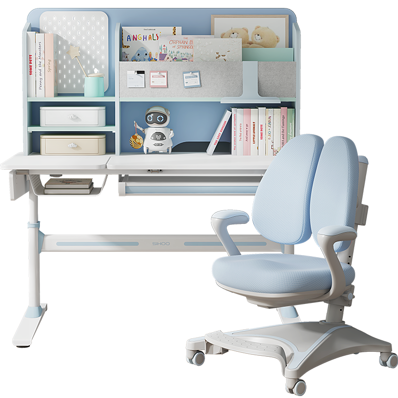 西昊(SIHOO) 儿童学习桌 书桌 儿童书桌 小学生写字桌可升降儿童书桌小户型实木类90cm 90cm小户型助学款-单桌蓝
