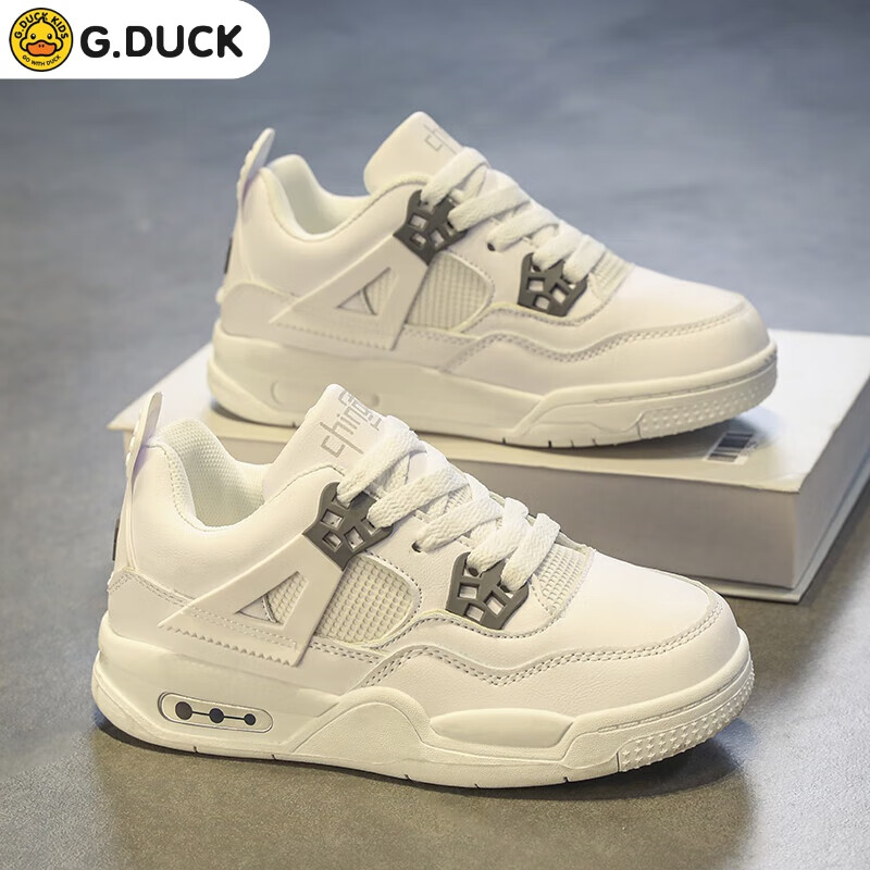 duckkids小黄鸭男童鞋子夏季儿童小白鞋透气中大童网面运动鞋小童aj