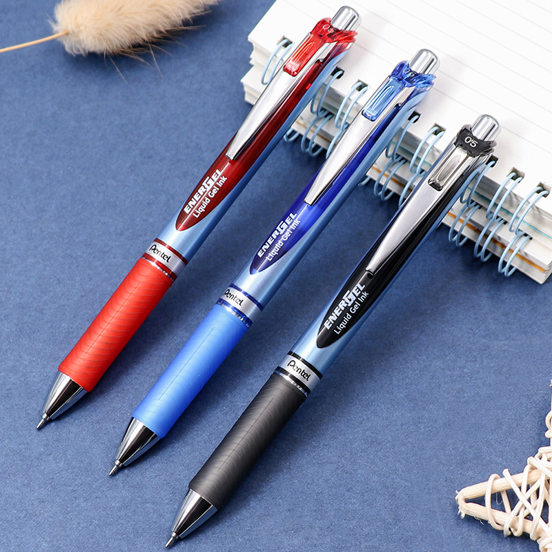 派通pentel05mm按动速干中性笔学生考试签字笔水笔bln75黑色