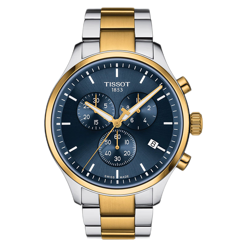 天梭(tissot) 瑞士手表 速驰系列1853三眼计时石英码表钢带运动防水
