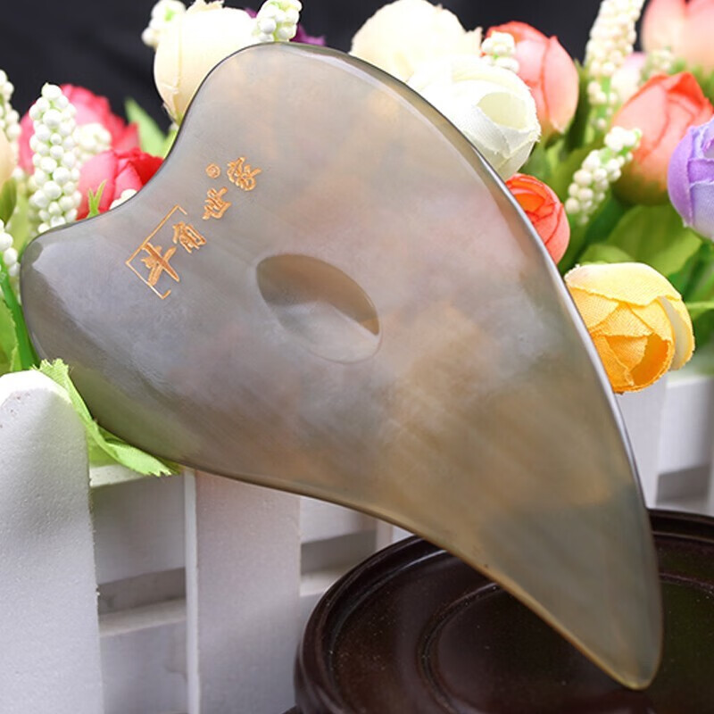 牛角世家天然面部美容牛角刮痧板按摩男女桃心形款 桃心形刮痧