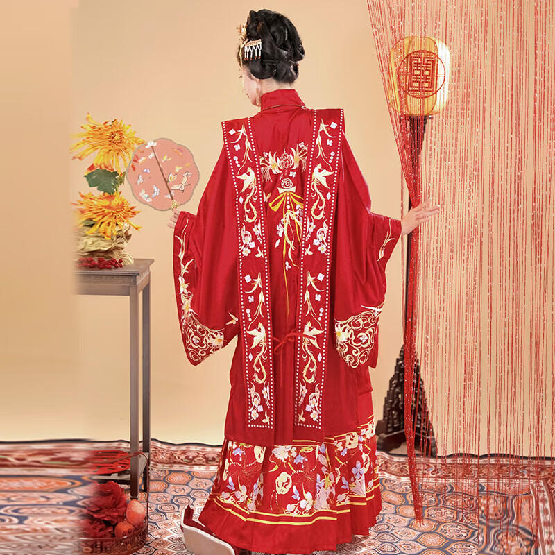 衣彩湾婚纱中式汉服凤袍明制婚服女凤冠霞帔新娘花嫁敬酒 凤鸣红色单
