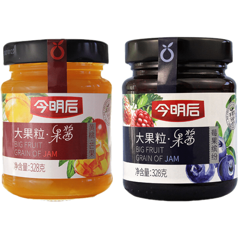 今明后果酱 大果粒果酱328g*2瓶 黄桃芒果 莓果缤纷涂抹面包吐司酱 莓果缤纷340g*2瓶