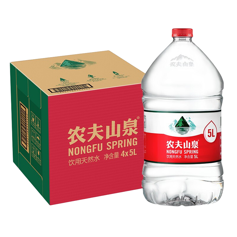 农夫山泉 饮用水 饮用天然水5L*4桶 家庭饮用水 桶装水 整箱装