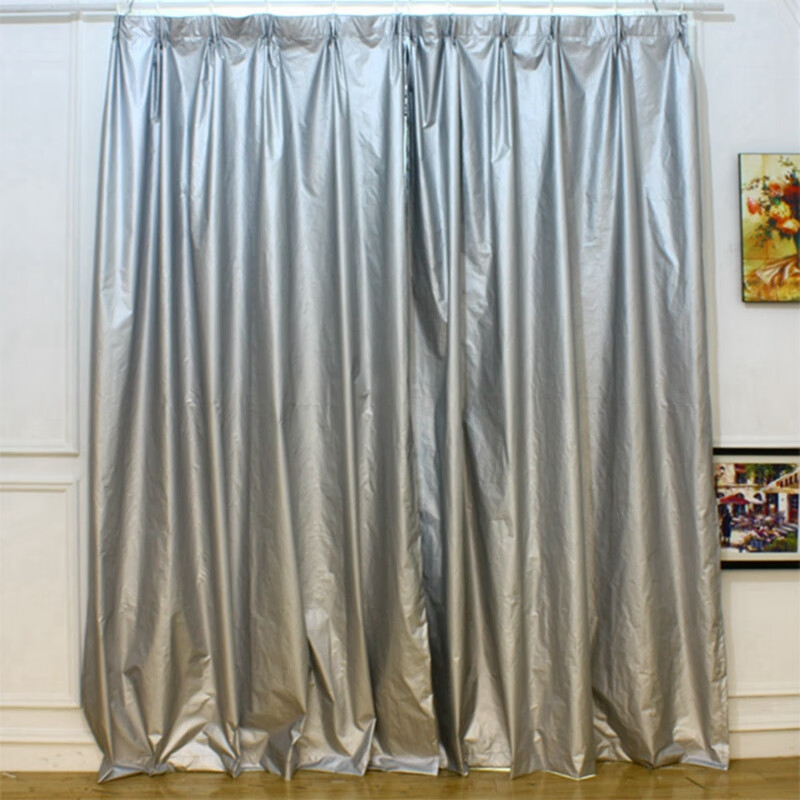 全遮光涂银窗帘加密全遮光遮阳布双面涂银防晒成品窗帘出租房工程 高