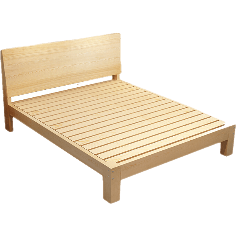 【2022新款升级】实木床 松木双人经济型现代简约出租房简易床架 实惠【裸床】30cm高 1350mm*1900mm  框架结构
