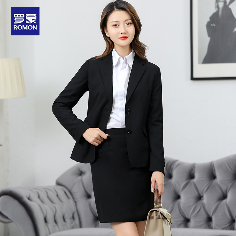 罗蒙 西服套装女士职业装西裙套装韩版修身裙子正装商务ol女式面试
