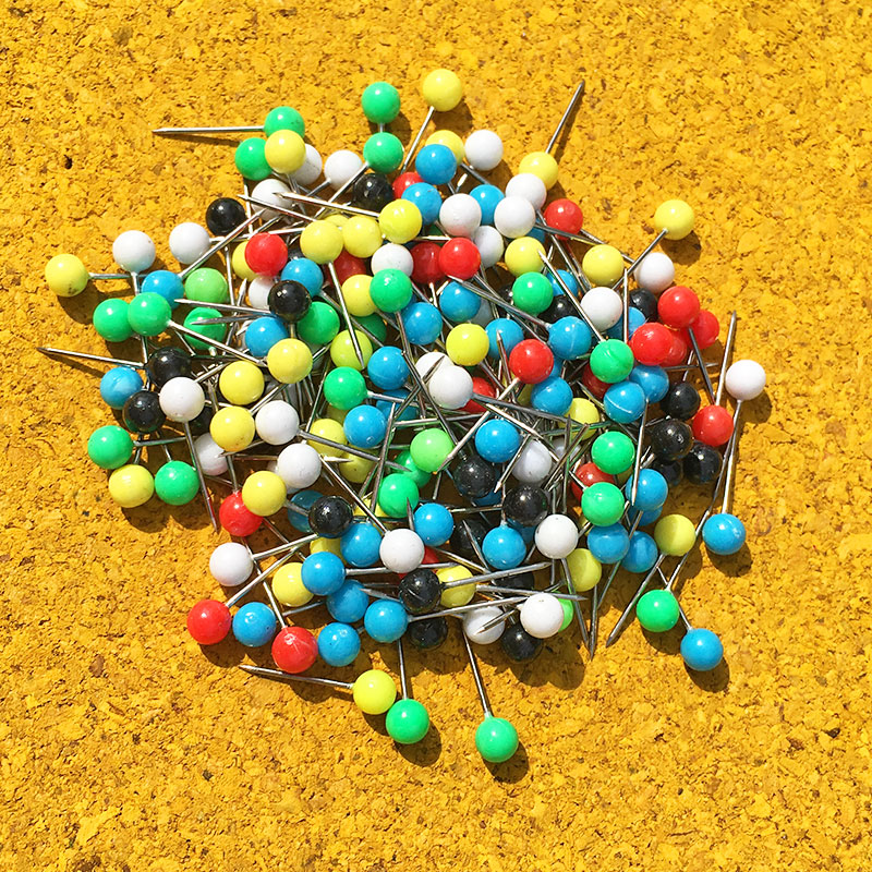 彩色珍珠大头针200枚盒装小号钓鱼针地图针彩色珍珠大头针主线轴固定