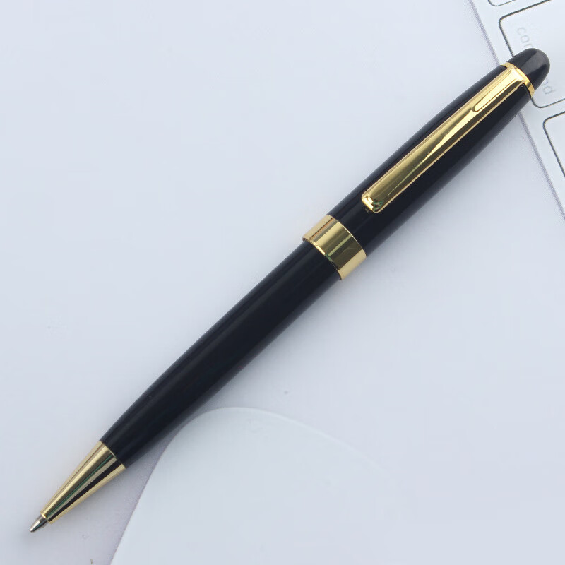 广告礼品金属圆珠笔印刷旋转圆珠笔商务中性 黑色-金色配件款 子弹型1.0