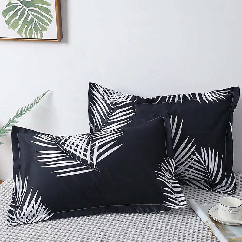 豪益泰枕头套装枕头芯一对装带枕套单人学生宿舍可爱低枕一只 黑白草