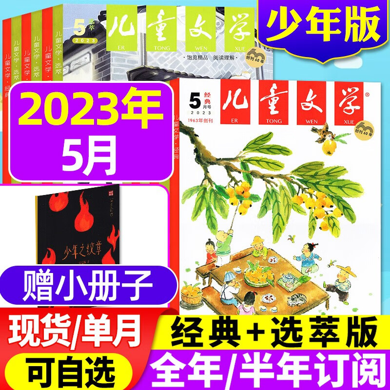 儿童文学少年版杂志2023年8月【另有全年/半年订阅/2022年全年珍藏可选】2本打包经典+选萃中小学素材课外阅读中高年级期刊 【经典+选萃+册子】2023年5月 3本装