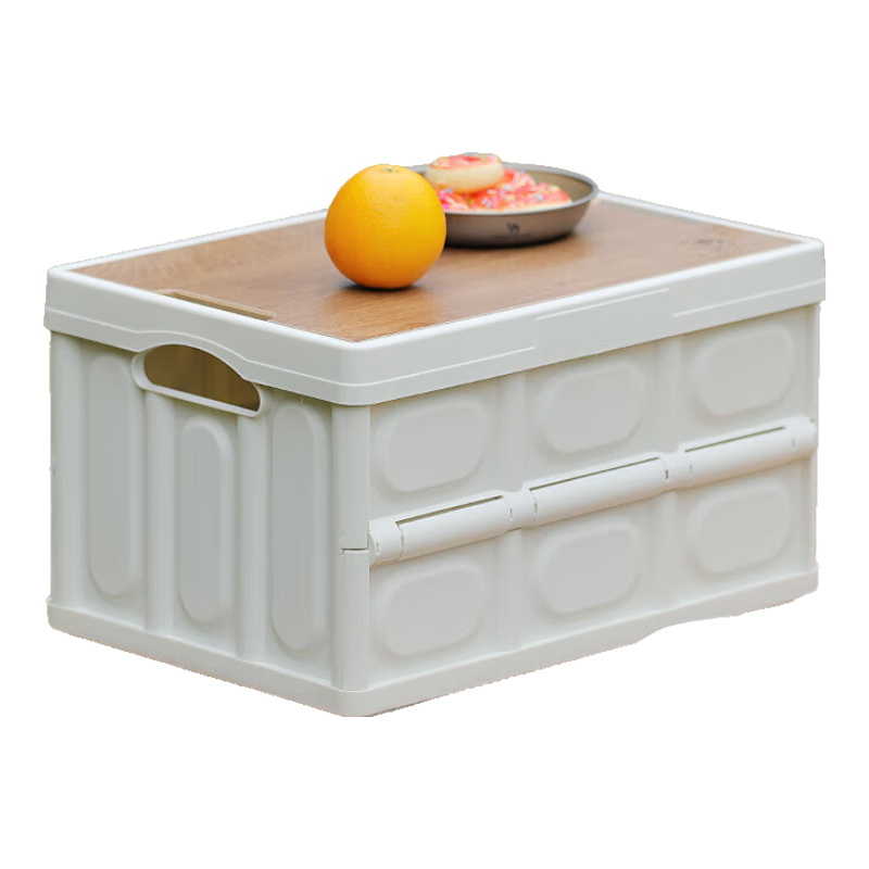 CAMELJEANS户外露营收纳箱折叠整理储物箱子野营桌杂物包1V32350537卡其 28L