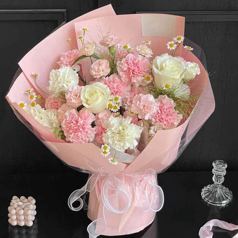 only you【两小时达】康乃馨玫瑰混搭精品花束抱抱桶祝福开业送礼