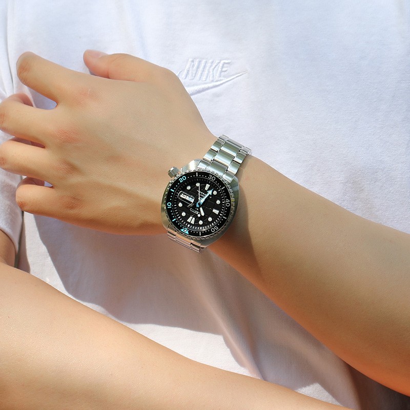 精工(seiko) 手表prospex潜水系列鲍鱼壳200米防水夜光男士钢带机械男