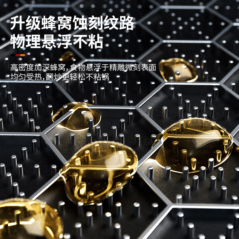 古臻匠炒锅炒菜不锈钢304平底锅不粘锅家用煎锅电磁燃气灶用 3件套y3:盖+铲+蜂窝有耳锅 34cm