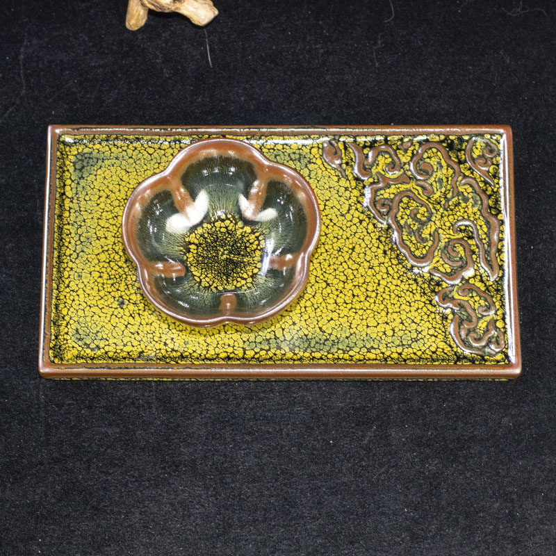 【绿鹧鸪斑干泡台茶盏套组】陈贤聪 建阳建盏     w-45