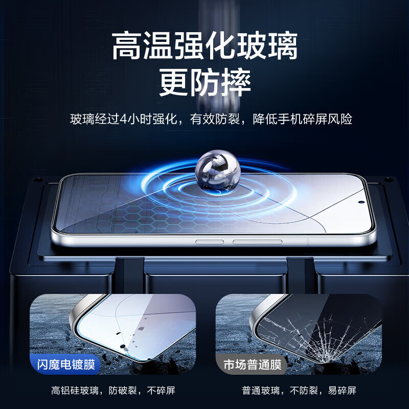 闪魔【严选百货】 【无孔】适用小米14/13钢化膜无开孔 红米k70/60/50 【增强版|高清防爆抗指纹】2片+神器 小米14