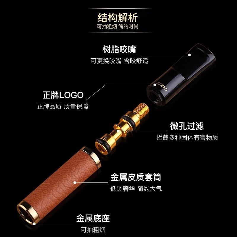 正牌（ZOBO）循环型烟嘴过滤器可清洗过滤烟嘴男女士香烟过滤嘴粗中细三用烟具 棕皮纹（粗中细三用过滤烟嘴）