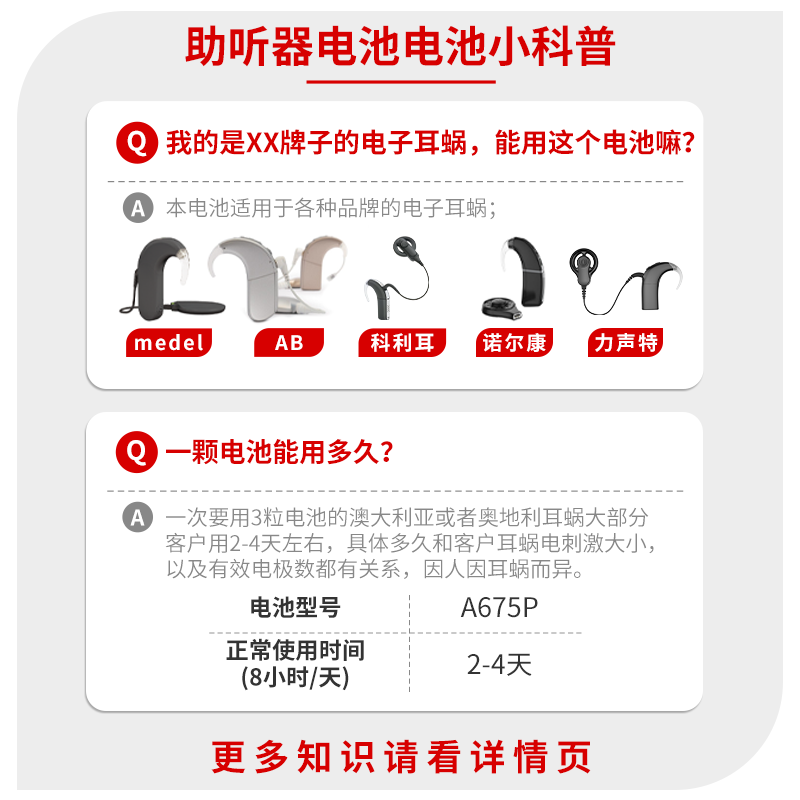 科利耳澳洲科利耳原装耳蜗专用电池A675/P助听器电池器械耳机人工耳蜗 耳蜗电池【10板60颗】