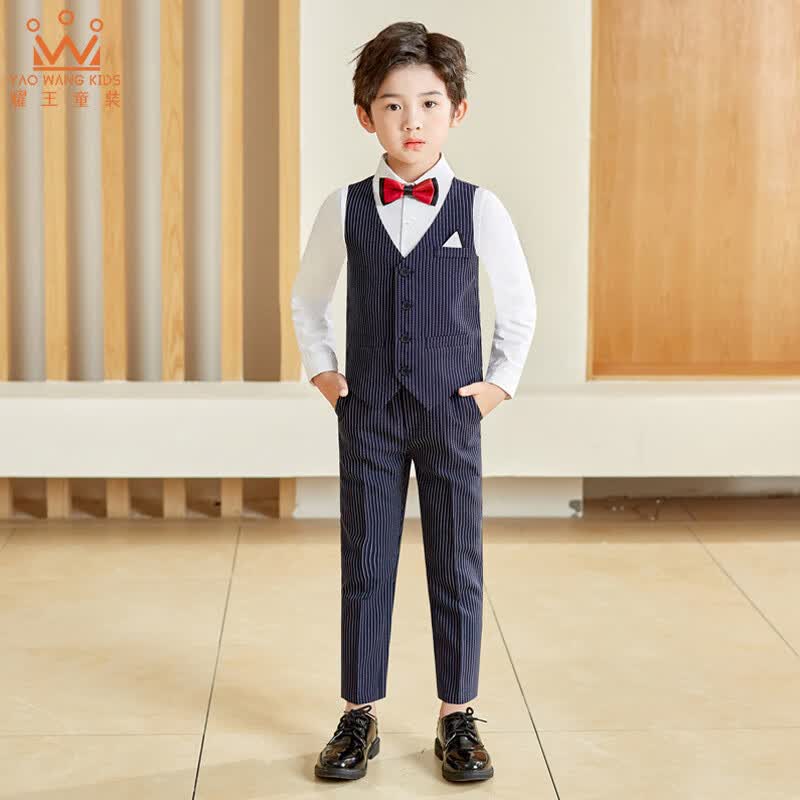 耀王儿童礼服马甲套装秋季男童礼服中大童花童钢琴表演服LF26 深蓝140使用感如何?