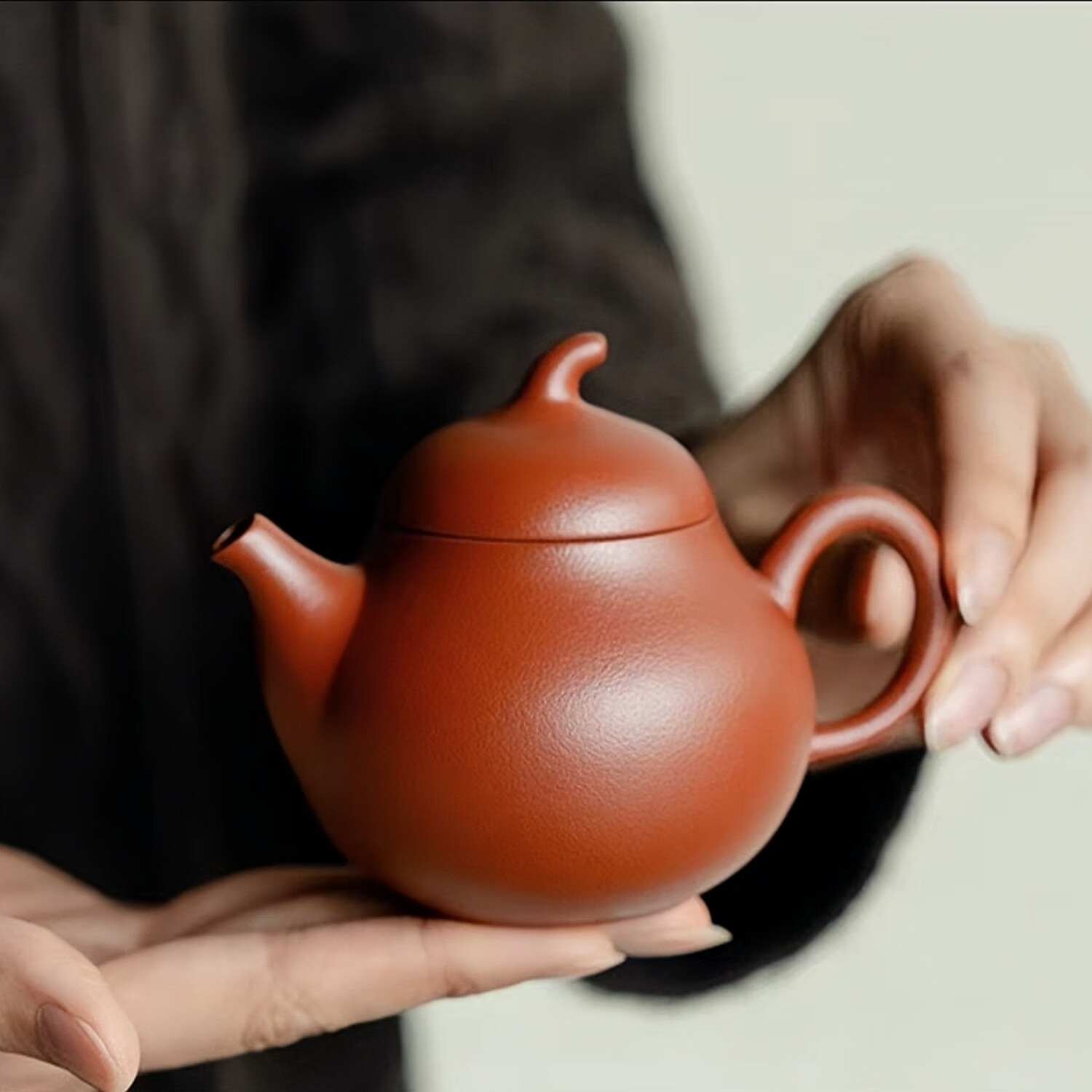 鳳鳴壺大紅袍紫砂壺名家純半手工紫砂功夫泡茶壺中式原礦深井朱泥 曾建全老師-茄瓜壺