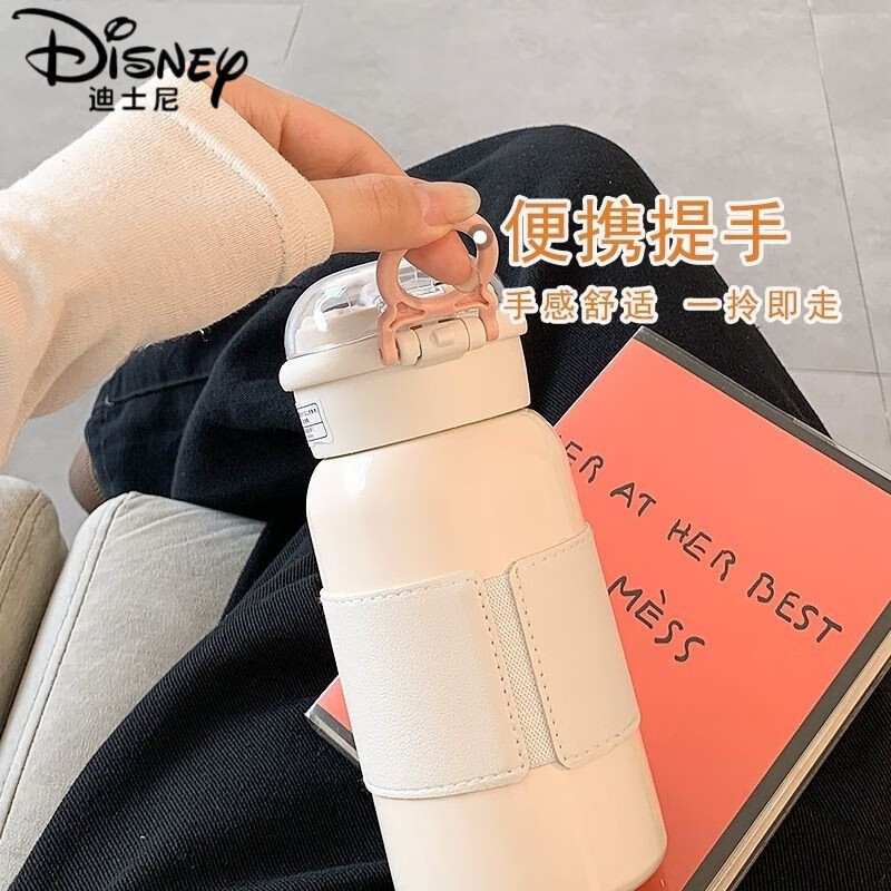 迪士尼（Disney）316保温杯女生高颜值精致感双饮口吸管杯母婴级大容量小巧 316白色保温杯【吸管口+直 500ml