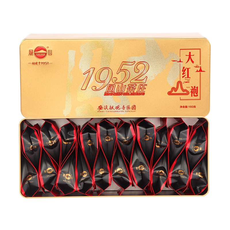 凤山茶叶 大红袍乌龙茶 长条铁盒系列礼盒独立小泡分装160g