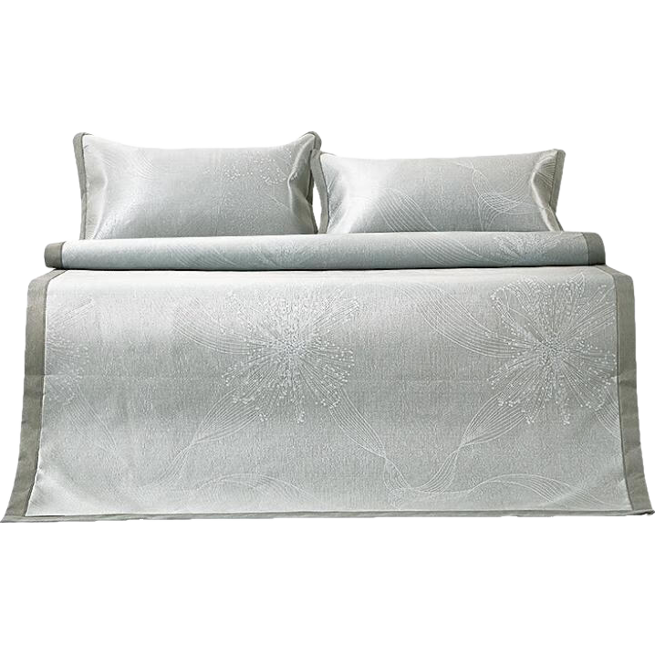 富安娜 花颂 450D粗丝提花 冰丝席凉席 双人 三件套 1.8x2米