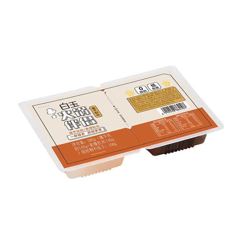 白玉 魔芋丝结140g+素爆肚丝140g(魔芋制品)280g组合装 280g *6盒