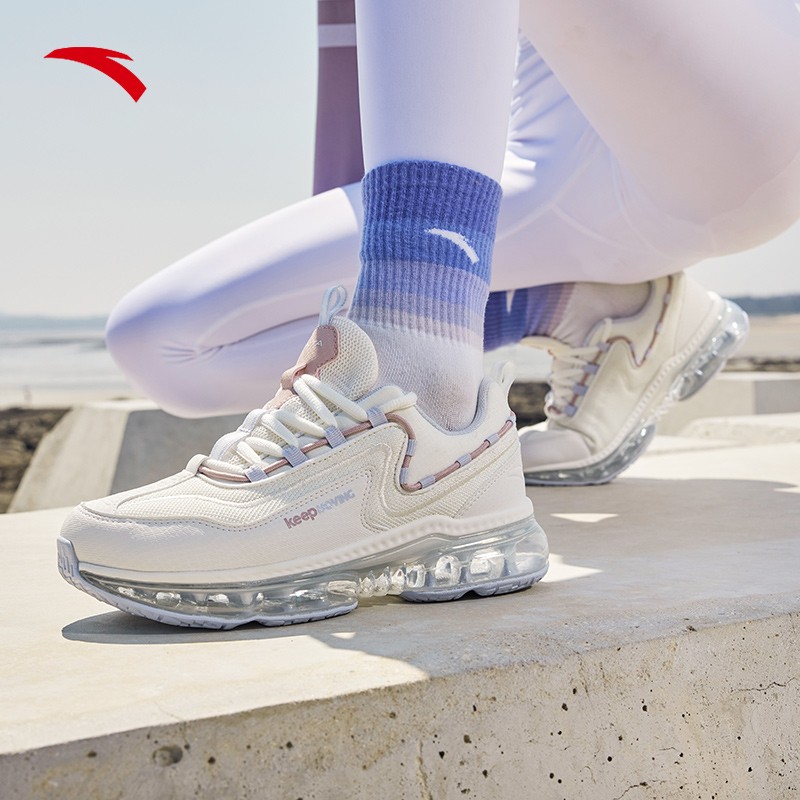 运动鞋女春季跑鞋网面透气女鞋跑步鞋 象牙白